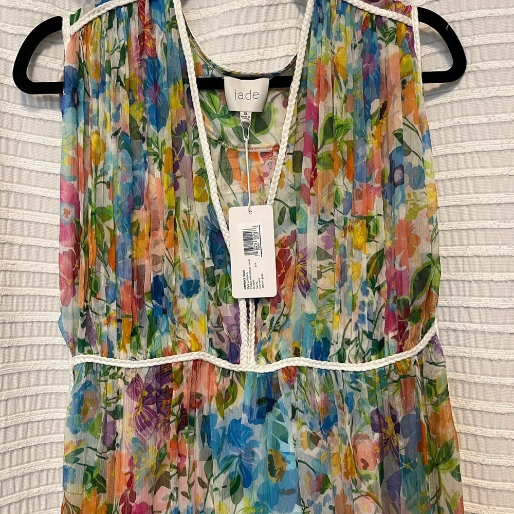 Jade By Johnny Was Dylane Silk Maxi Dress in Wild Blooms Floral (XL) - Picture 2 of 8